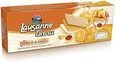Lausanne, Two Tone, Orange Flavour & Custard Flavour Wafer Cream Filling, 108 g. [Pack of 2 pieces]