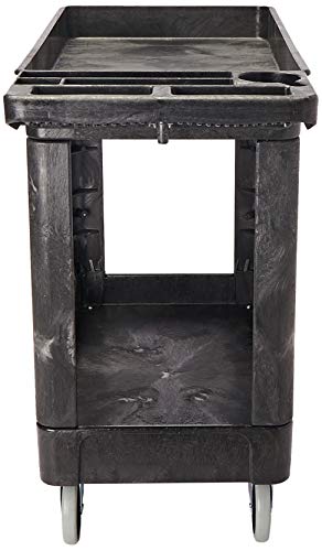 Rubbermaid Commercial Products 2-Shelf Utility/Service Cart, Small, Lipped Shelves, Storage Handle, 500 Lbs. Capacity, For Warehouse/Garage/Cleaning/Manufacturing (Fg450089Bla) #TOP2