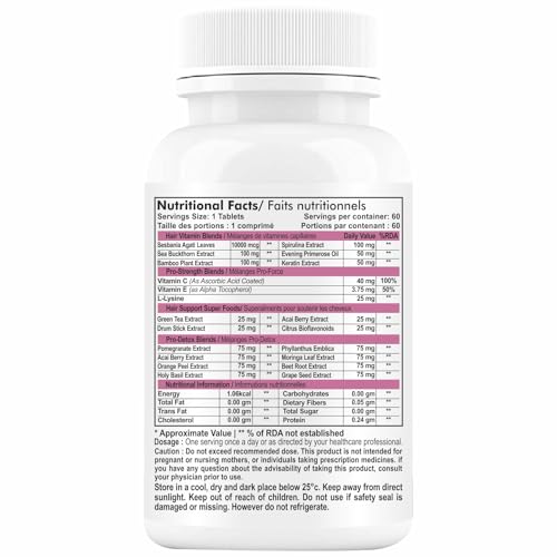 Image of Biotin Tablets For Hair Growth With Natural Vitamins and Plant Extracts - Hair Supplement For Women and Men To Support Regrowth And Control Hairfall (1, 60)