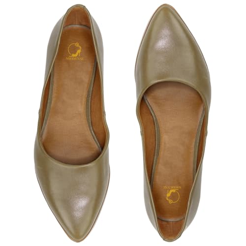 SHODENSE Women Pointed Toe Flats Slip On Ballet Flats Matte Leather Comfort Flat Heel Dress Shoes Closed Pointy Toe Flat Shoes Snakeskin for Ladies Girls Work Casual Club Driver Flats Fall 4-11 M US2