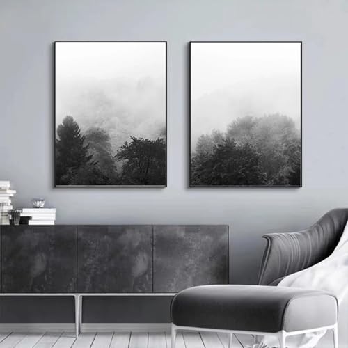 Affiches d'art mural brume forestière XINBAO peinture sur toile 80x120cm