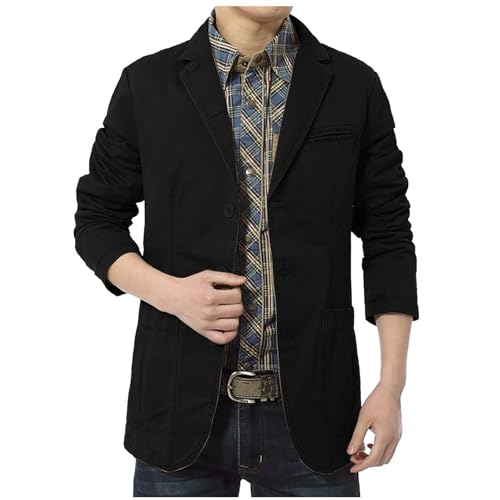 Xiaojmake Mens Casual 3-Buttons Stripe Lined Cotton Twill Suit Blazer Jacket Slim Fit Lightweight Formal Business Sport Coat