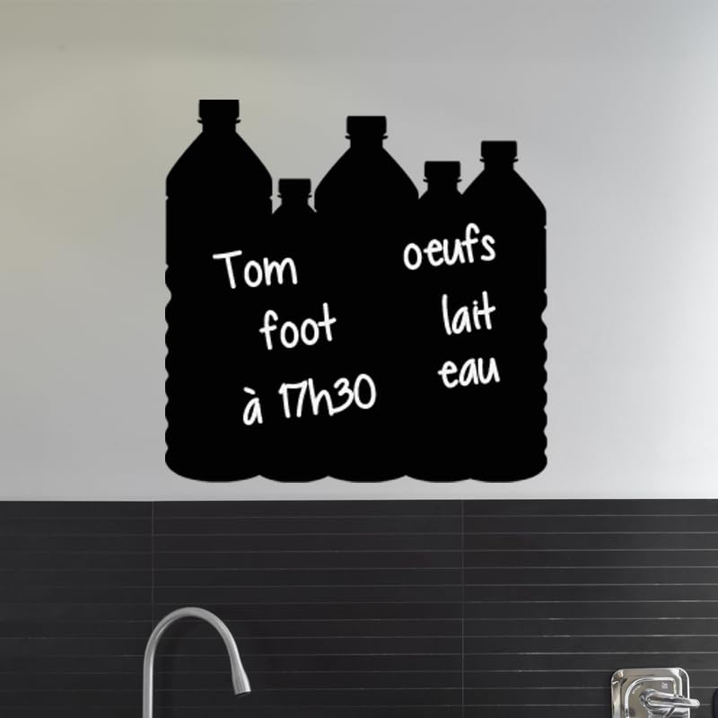 Ambiance Sticker Ardoise Tableau Noir - Stickers Muraux Adhésif Effaçable - Design Bouteilles -...