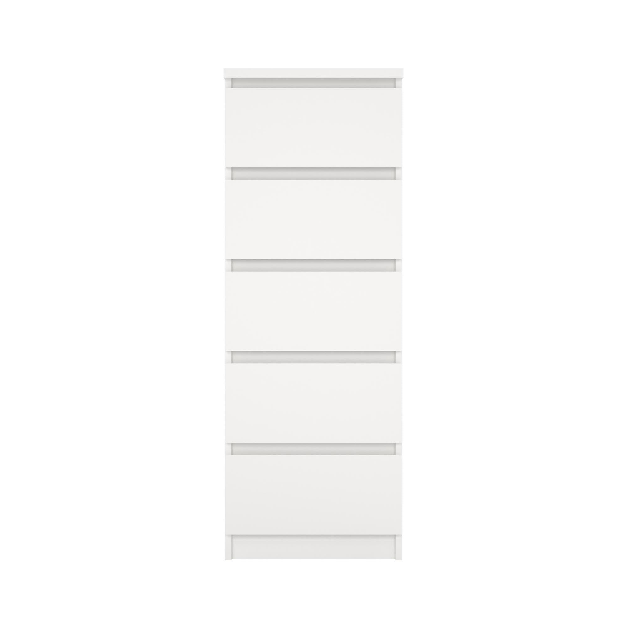 Cómoda, Cajonera Dormitorio SIL White con 5 Cajones,Color Blanco, 41 x 50 x 112 cm