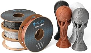 SainSmart PRO-3 Nieplączący się filament do drukarki 3D PETG, zestaw filamentów do drukarki 3D PETG, dokładność wymiarowa +/- 0,02 mm, 500 g x 4 opakowania - czarny, biały, brązowy, srebrny