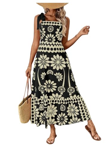 Image of Floerns Women's Vintage Sleeveless Tie Shoulder Sundress Floral Print Cami Maxi Dress