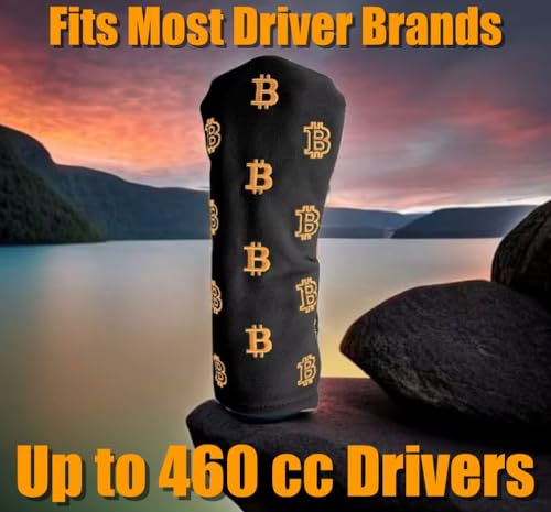 Bitcoin Golf Driver Headcover - Leather Golf Club Covers - HODL 21 Head Cover Golf Accessories (Black)