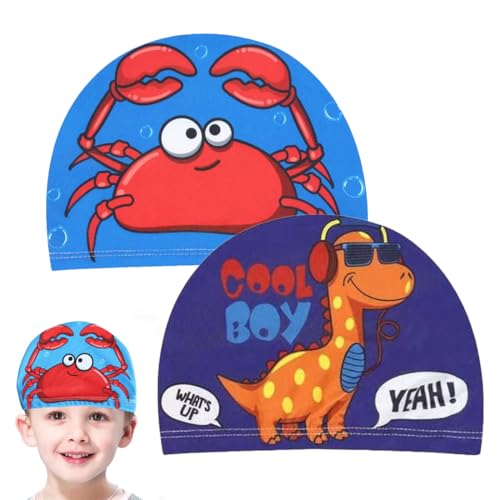 Gorro Natacion Niño, Juego de 2 Gorro de Baño, Gorro Piscina Niño, Gorro Piscina Bebe, Gorros de Natación de Niños Lindos Gorro