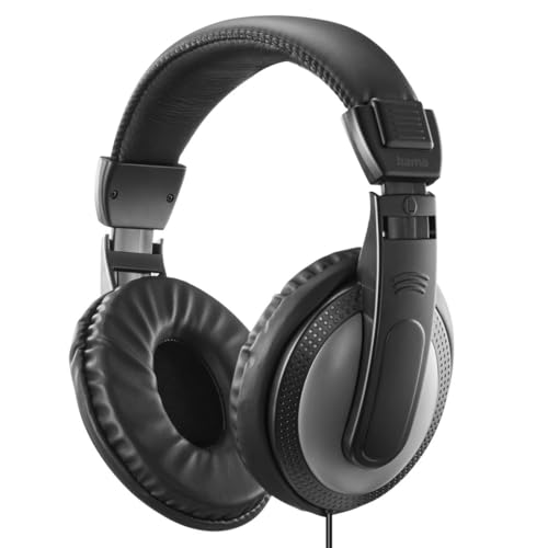 Hama Kopfhörer mit Kabel Shell II (Kopfhörer Over Ear mit langem Kabel mit 3 5mm Klinke mit Adapter für 6 35mm Klinke einstellbares Kopfband ideal auch als TV Kopfhörer vergolde Stecker) schwarz