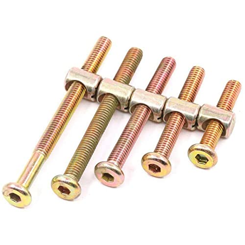 15 Sets Furniture Bolt Nut Set M6 Hex Socket Cap Screw Bolt Nuts Kit 60mm Zinc Plated Flat Head Bolt Barrel Nut Screw Nuts for Furniture Crib Chair - Image 4