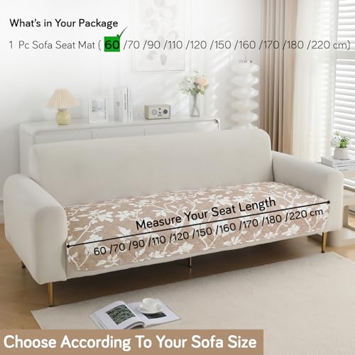 Image of HOKIPO 'Elira Series' Polyester Blend Water Repellent + Waterproof Quilted Sofa Mats | Make Your Own Sofa Cover Set | Length 60cm - Buff Brown Sillehoute Floral (AR-5241-C7)
