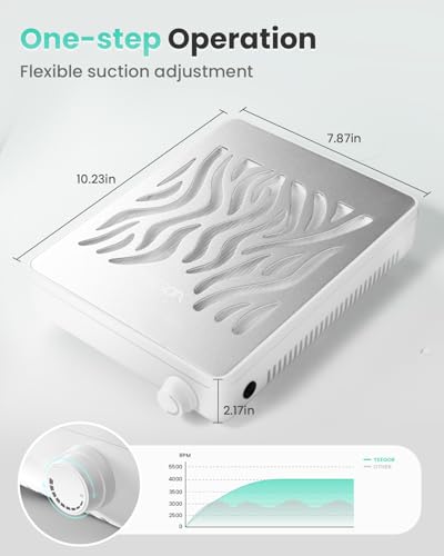Nail Dust Collector-4000RPM Professional Nail Vacuum Dust Collector with Reusable Filter, 608Pa Nail Fan Dust Collector, Dual Voltage — view 6
