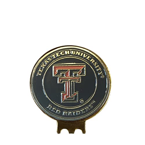 Mobile Pro Shop Golf Ball Markers with Hat Clip – Easily Attaches to Golf Cap – Made of Stainless Steel & Ideal for Professional Golfers (Texas TECH RED Raiders)