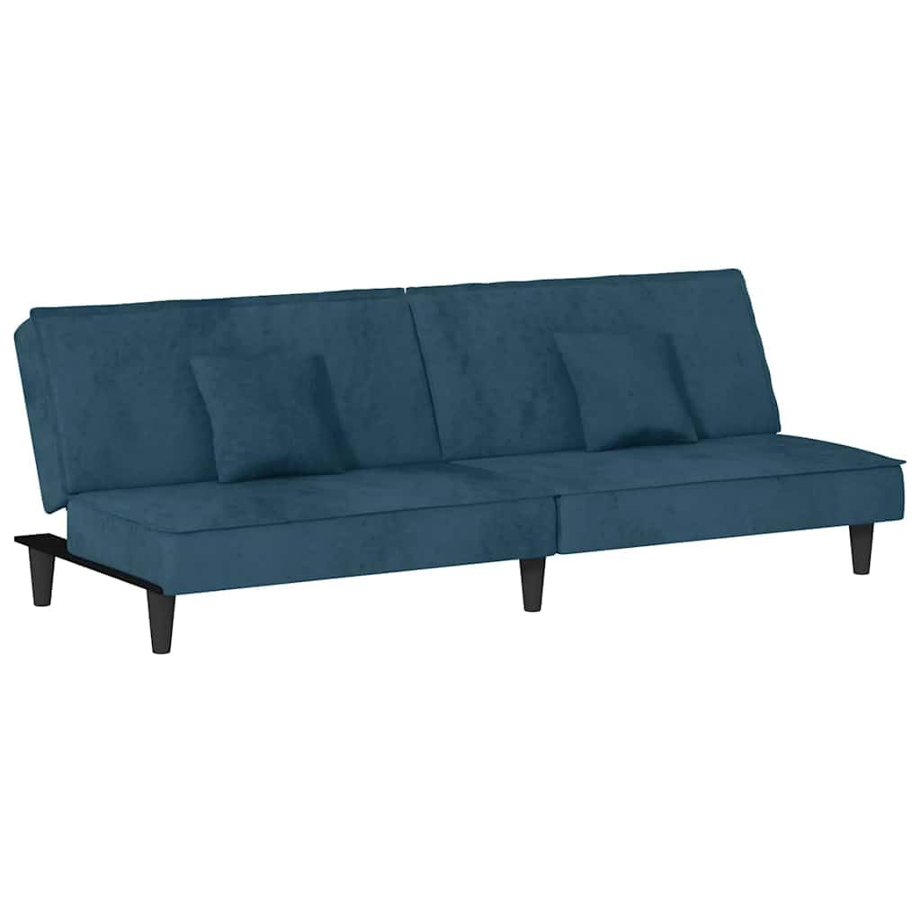 Sofá cama de terciopelo azul de 2 plazas con respaldo ajustable moderno para salón