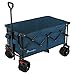 Produktbild Montafox Bollerwagen Transportwagen Faltbar Klappbar Leiterwagen Strandwagen Ziehwagen Camping Strand Gerätewagen Bremse, Farbe:Blue