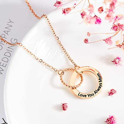 Mom Necklace Mother Daughter Gift 2 Interlocking Infinity Circles Necklace Love You Always Mom Mothers Day Jewelry Birthday Gift2