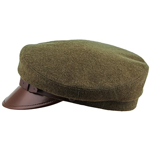 Sterkowski Maciejowka Model 1 Cap | 100% Wool Cap for Men and Women | Greek Fisherman Hats for Men Chauffeur Hat Cabbie Hat Newsboy Hats for Women Skipper Hat Driver Hat Brando Hat US 7 1/2 Khaki