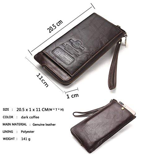 Contacts Clutch Purses For Women,Mens Clutch Bag,Rfid Leather Bifold Wallet For Men Credit Card Zipper Pocket Phone Holder Clutch Purse #TOP3