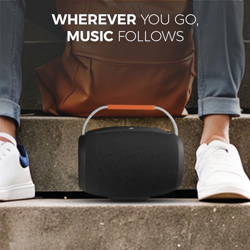 Image of JUST CORSECA Sushi Bliss 30W Bluetooth Speaker with Mic & Karaoke | Portable Wireless Speaker with Powerful Bass | BT 5.4, 12H Playtime, FM, TF Card | 3600mAh Battery (Black)