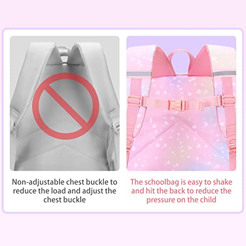 Mochilas para Meninas - Mochilas Escolares Ambientais | Mochilas cor--rosa gradiente para meninas, e