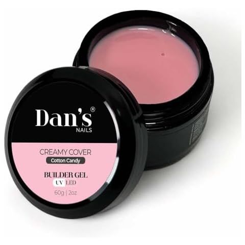 Dan's Nails Creamy Cover Gel Builder for Nails Kit Colors Nude Builder Nail Gel Set Self Leveling Strengthener Hard Builder Gel Nail Polish Extension for Nail Art (Cotton Candy) Cover