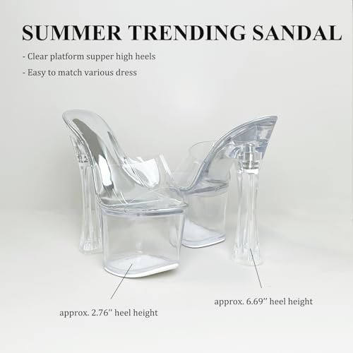 Womens's Clear Platform Heels for Women Sky High Mules Slide Chunky Sexy 6-Inch Heeled Dancing Sandals2
