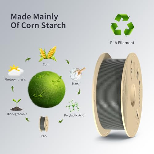 Image of ANYCUBIC 3D Printer Filament PLA 1.75mm, FDM Printer Filament 1kg Spool (2.2 lbs), Dimensional Accuracy + /- 0.02 mm (1kg, Texture Grey)