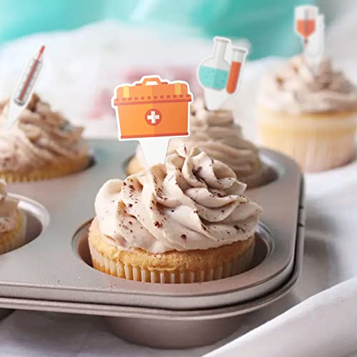 Medical Theme 24 Pcs Cupcake Toppers, Hospital Party Supplies Favors,Cake Picks For Birthday Anniversary Wedding Engagement Decorations (Qn-2112131) #TOP6