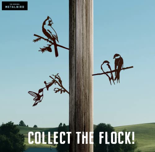 Metalbird - Pair Of Swallows - Outdoor Tree Ornaments In Corten Steel - Metal Art Proudly Made In America #TOP3