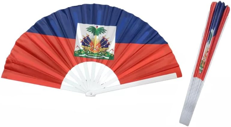 Large Hand Fans 13 Inches Folding Fabric for Patriotic Country Flag Independence Parade Pride Party Souvenir Gifts -10 Packs (Puerto RICO)