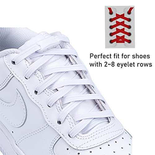 Booyckiy No Tie Elastic Shoelaces For Kids, Adults And Elderly, Adjustable Tieless Shoe Laces For Sneakers Boots And Casual Shoes - 16 Colors, 41 Inch, White #TOP1