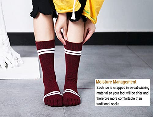 Toe Socks Cotton Crew Five Finger Socks Running Athletic for Men Women 5 Pack3