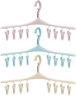 Roellgs 3 pcs plastic laundry rack drying rack 8 clips windproof design Rotatable drying rack for socks, towels, underwear, baby clothes