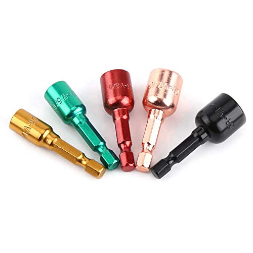 Drill Set bit Power Nut Pilot Drill Bit Set 5 Colorful Electric Screwdriver Hex Socket Adapter 1/4 "-1/2" Power Tool Drive Sockets Drill Collet Adapter