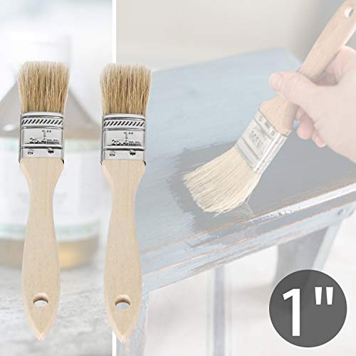 Eterna 6Pack Household Chip Paint Brush 1Inch 2Inch 3Inch Natural Bristles Wooden Handle Flat Brushes Set For Painting, Glue, Oil, Acrylic, Stain #TOP1