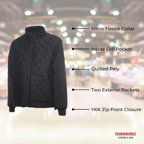 Men's Large Diamond Quilted Insulated Freezer Jacket; for Cold Storage, Grocery Staff (Chest 42-44)3