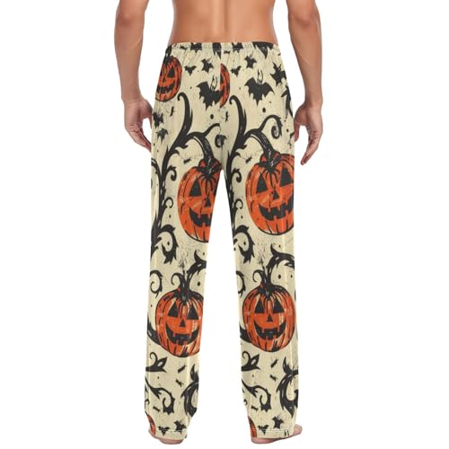 Men's Pajama Pants Halloween Trees Pumpkins Sleep Pajama Lounge Pant with Pockets, Elastic Waistband2
