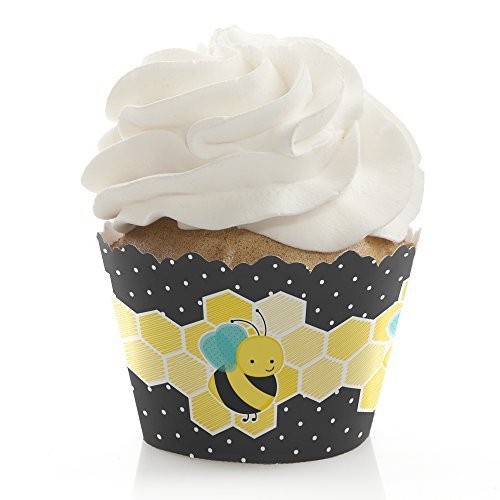 Big Dot of Happiness Honey Bee - Baby Shower or Birthday Party Decorations Cupcake Wrappers Set 12
