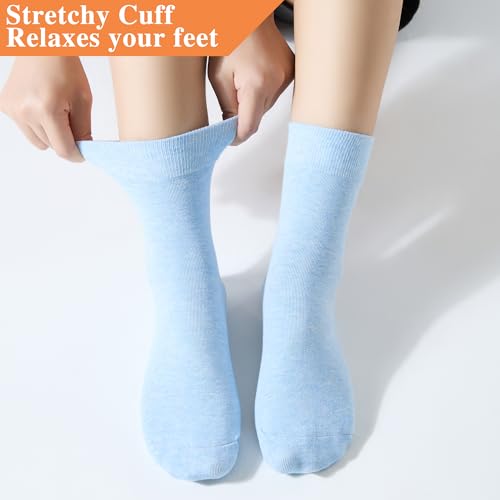 Image of ATBITER Women's Thin Cotton Crew Socks - Soft Above Ankle Bootie Casual Dress Socks 6-Pairs