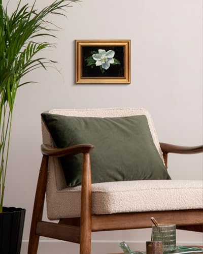 Image of VIYYIEA Gold Framed Vintage Wall Art for Living Room, Flowers Canvas Prints Home Decor, Oil Painting Picture, Bedroom Wall Decor Gifts for Friends or Family -【Magnolia】-(10L x 8W)