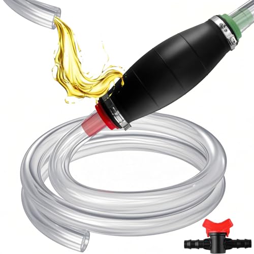 Siphonpumpe für Benzin, Gas, Öl, Kraftstoff, Benzin, Diesel, Flüssigkeit, Wasser, Aquarium, Gas-Siphonschlauchpumpe, Kraftstoff-Siphonpumpe mit 2 langlebigen PVC-Siphonschläuchen mit (syphon pump 002)