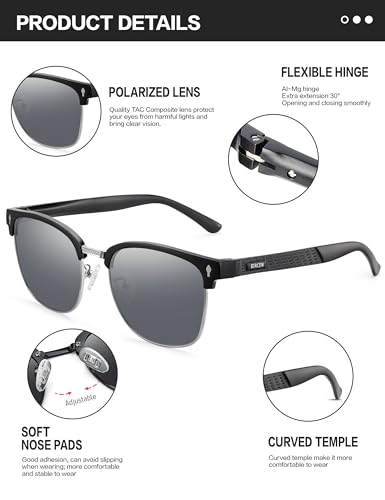 Image of BIRCEN Mens Polarized Sunglasses for Driving: Metal Glasses UV Protection