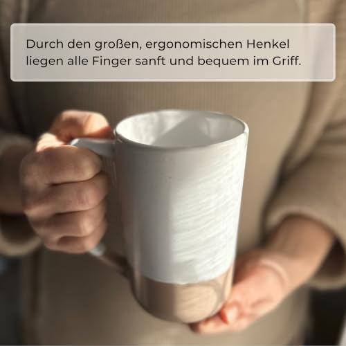 Große Tasse 500 ml, Kaffeetasse, Steingut, Bürotasse Latte Macchiato – Bild 2
