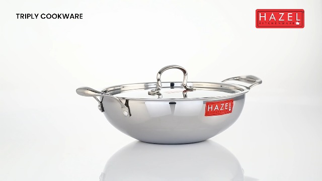 HAZEL Triply Stainless Steel Kadhai with Induction Base, 2 Litre