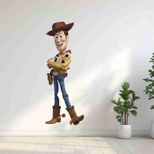 Image of Toy Story Vinyl Wall Art - Buzz Lightyear, Woody & Jessie Cartoon Sticker - Self-Adhesive Superhero Kids Room Decor for Bedroom, Nursery, Play Area, TV Wall - 43.18x59.69 cm Design