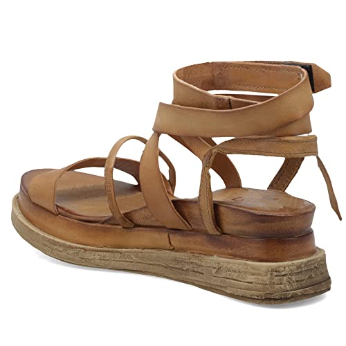 A.s. 98 Labo - Leather Strappy Sandals For Women - Platform Gladiator Strap Shoes - Handcrafted Leather Shoes (Camel - 37Eu) #TOP7