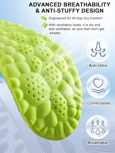 Image of 4D Cloud Insoles for Men and Women, Arch Support Insoles, Memory Foam Insoles, Shock Absorption and Cushioning Sports Shoe Insoles (Green, XL (Men 9-11 /Women 10-11)