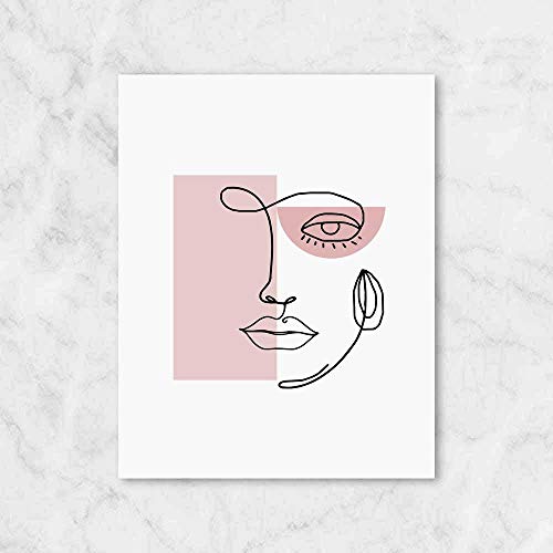 Woman Face Line Art, Minimal Wall Art, Face Line Drawing, Girl's Room Decor