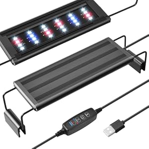 FEDOUR USB Mini Aquarium LED Light, Vollspektrum Aquarium Beleuchtung mit Ausziehbaren Halterungen, verstellbares Aquarium Plants Licht mit Externem Controller, für Süßwassertank