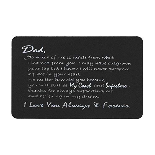 Engraved My Superhero Coach Dad Wallet Card Love Note From Daughter/son Black